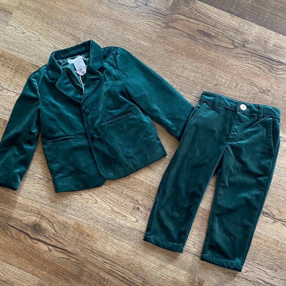 Tommy Bahama Green Velvet Suit Toddler Boys 24 Months